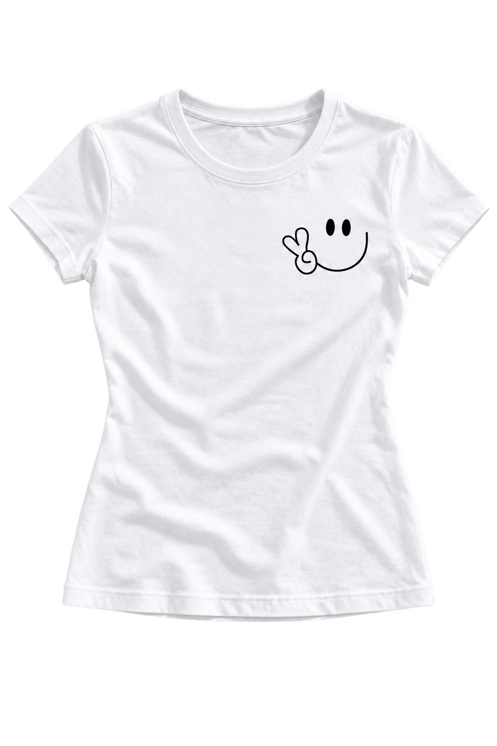 Camiseta blanca Good vibes con estampado de sonrisa