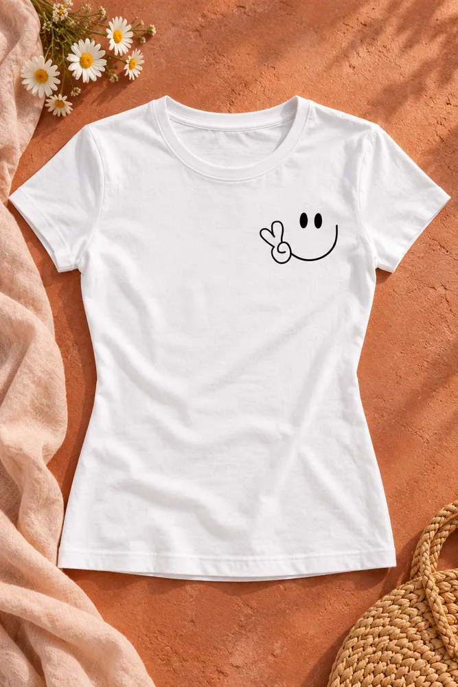Camiseta Good vibes, Blanca